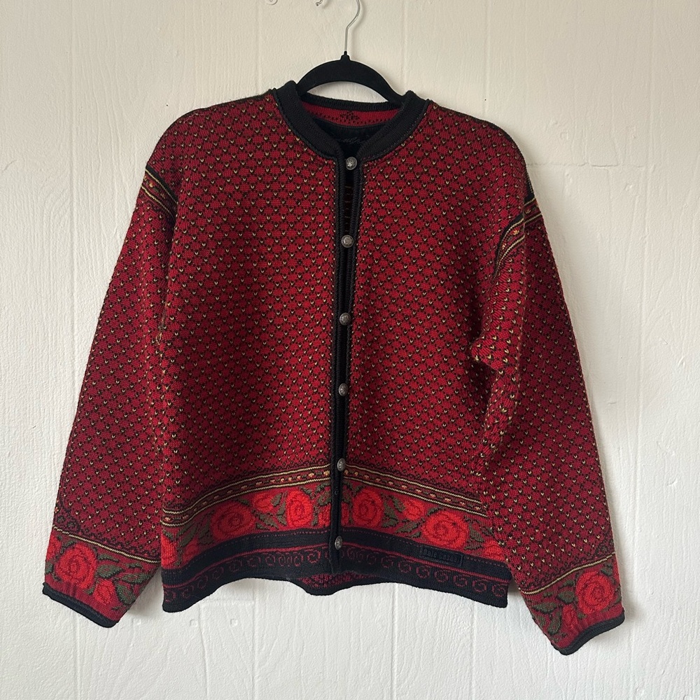 VTG Dale of Norway Red Wool Cardigan